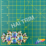 SALE! Fancy Colored Rhinestone Motif Applique on Metal Setting, YH-090