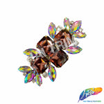SALE! Fancy Colored Rhinestone Motif Applique on Metal Setting, YH-090