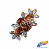 SALE! Fancy Colored Rhinestone Motif Applique on Metal Setting, YH-090