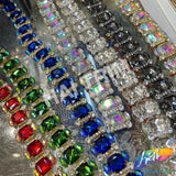 1 1/4" Fancy Colored Octagon Rhinestone Trim, YH-091