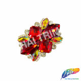SALE! Fancy Colored Rhinestone Motif Applique on Metal Setting, YH-092