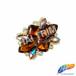 SALE! Fancy Colored Rhinestone Motif Applique on Metal Setting, YH-092