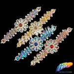 SALE! Fancy Colored Rhinestone Flower Applique on Metal Setting, YH-095