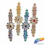 SALE! Fancy Colored Rhinestone Flower Applique on Metal Setting, YH-095
