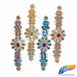 SALE! Fancy Colored Rhinestone Flower Applique on Metal Setting, YH-095
