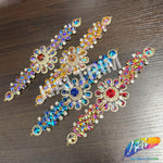 SALE! Fancy Colored Rhinestone Flower Applique on Metal Setting, YH-095