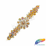 SALE! Fancy Colored Rhinestone Flower Applique on Metal Setting, YH-095