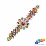 SALE! Fancy Colored Rhinestone Flower Applique on Metal Setting, YH-095
