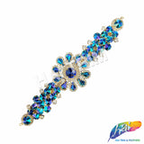 SALE! Fancy Colored Rhinestone Flower Applique on Metal Setting, YH-095