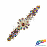 SALE! Fancy Colored Rhinestone Flower Applique on Metal Setting, YH-095