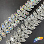 1 1/2” 2-row Crystal Cateye Fancy Rhinestone Trim, YH-096
