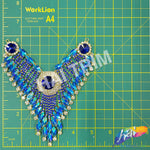 SALE! V-Shaped Fancy Rhinestone Applique on Metal Setting, YH-100