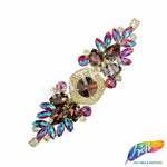 SALE! Fancy Colored Rhinestone Motif Applique on Metal Setting, YH-103