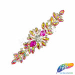 SALE! Fancy Rhinestone Flower Applique on Metal Setting, YH-104