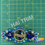 SALE! Fancy Colored Rhinestone Motif Applique on Metal Setting, YH-106