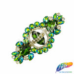 SALE! Fancy Colored Rhinestone Motif Applique on Metal Setting, YH-106