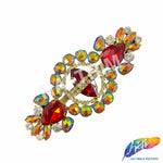 SALE! Fancy Colored Rhinestone Motif Applique on Metal Setting, YH-106