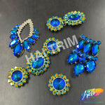 SALE! Blue Green Fancy Motif Applique on Metal Setting, YH-120