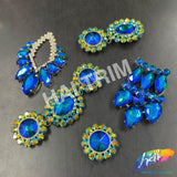SALE! Blue Green Fancy Motif Applique on Metal Setting, YH-120
