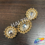SALE! Blue Green Fancy Chained Flower Rhinestone Medallion Applique, YH-117