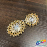 SALE! Blue Green Fancy Chained Flower Rhinestone Medallion Applique, YH-118