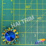 SALE! Blue Green Fancy Flower Rhinestone Medallion Applique, YH-119