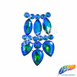 SALE! Blue Green Fancy Motif Applique on Metal Setting, YH-120