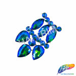 SALE! Blue Green Fancy Motif Applique on Metal Setting, YH-120