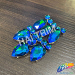 SALE! Blue Green Fancy Motif Applique on Metal Setting, YH-120