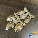SALE! Blue Green Fancy Motif Applique on Metal Setting, YH-120