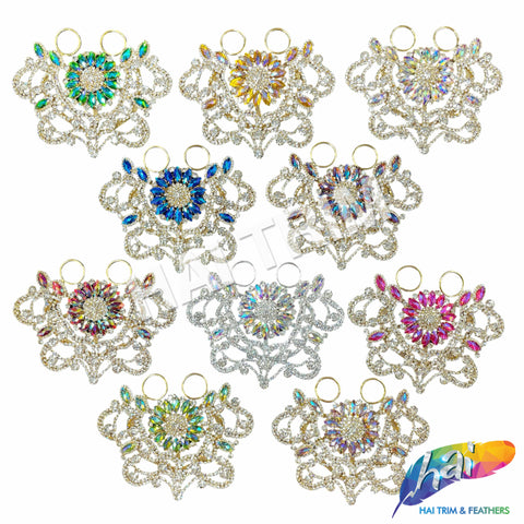 Fancy Motif Rhinestone Applique with Rings, YH-501