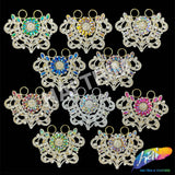 Fancy Color Motif Rhinestone Applique with Rings, YH-501