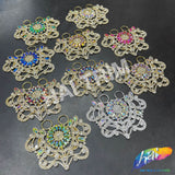 Fancy Color Motif Rhinestone Applique with Rings, YH-501