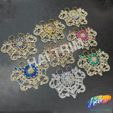 Fancy Color Motif Rhinestone Applique with Rings, YH-501