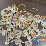 Fancy Color Motif Rhinestone Applique with Rings, YH-501