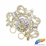 Fancy Color Motif Rhinestone Applique with Rings, YH-501