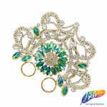 Fancy Color Motif Rhinestone Applique with Rings, YH-501