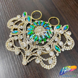 Fancy Color Motif Rhinestone Applique with Rings, YH-501