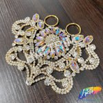 Fancy Color Motif Rhinestone Applique with Rings, YH-501