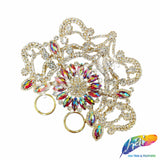Fancy Color Motif Rhinestone Applique with Rings, YH-501