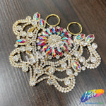 Fancy Color Motif Rhinestone Applique with Rings, YH-501