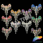 Fancy Color Motif Rhinestone Applique with Rhinestone Fringe, YH-502