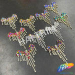 Fancy Color Motif Rhinestone Applique with Rhinestone Fringe, YH-502