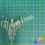 Fancy Color Motif Rhinestone Applique with Rhinestone Fringe, YH-502