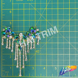 Fancy Color Motif Rhinestone Applique with Rhinestone Fringe, YH-502
