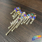 Fancy Color Motif Rhinestone Applique with Rhinestone Fringe, YH-502