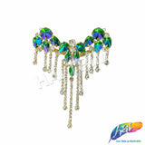 Fancy Color Motif Rhinestone Applique with Rhinestone Fringe, YH-502
