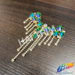 Fancy Color Motif Rhinestone Applique with Rhinestone Fringe, YH-502
