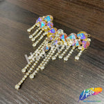 Fancy Color Motif Rhinestone Applique with Rhinestone Fringe, YH-502
