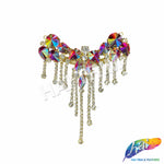 Fancy Color Motif Rhinestone Applique with Rhinestone Fringe, YH-502